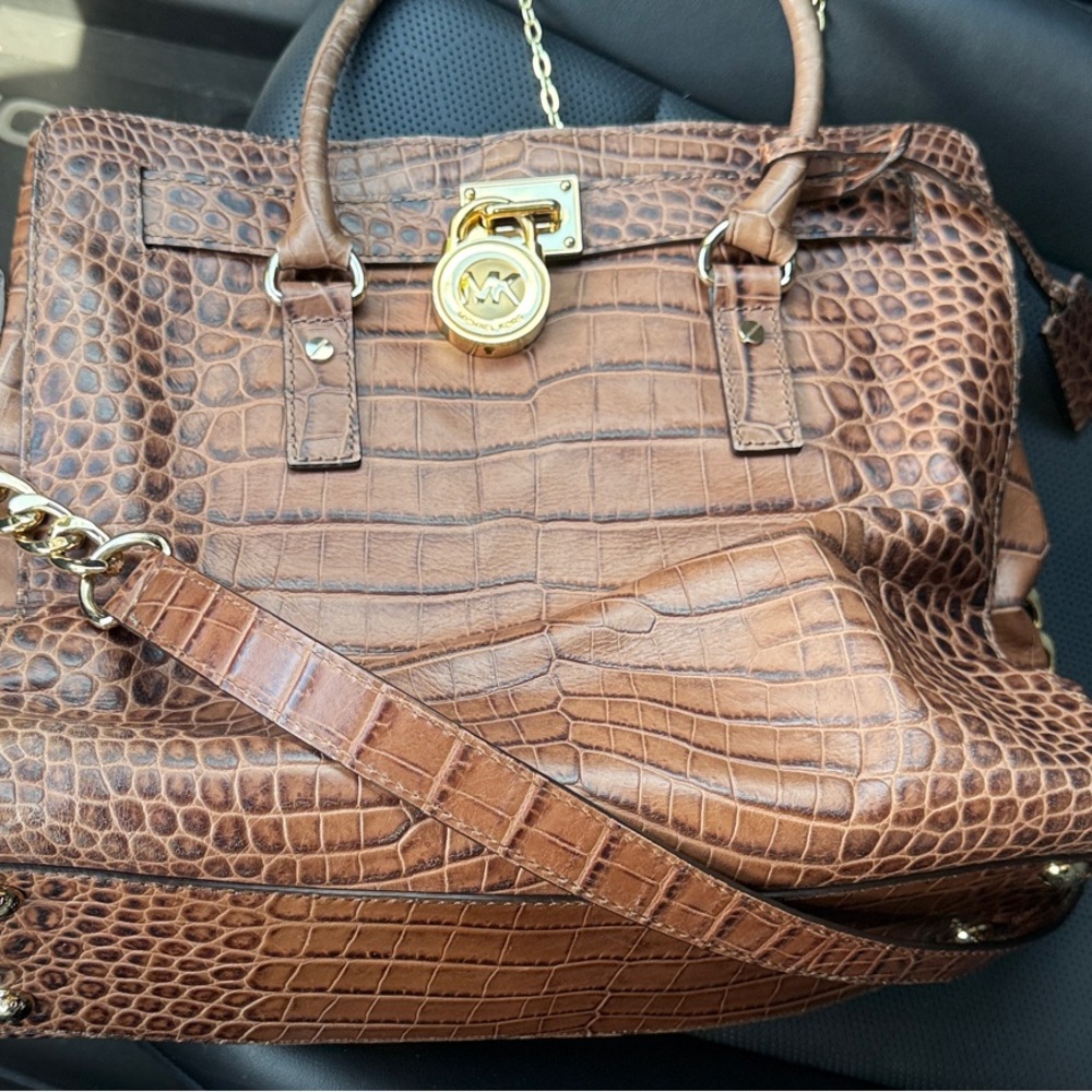 Brown Crocodile-Embossed Women Bag